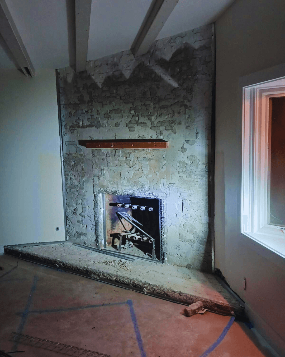 Textured Stucco Fireplace